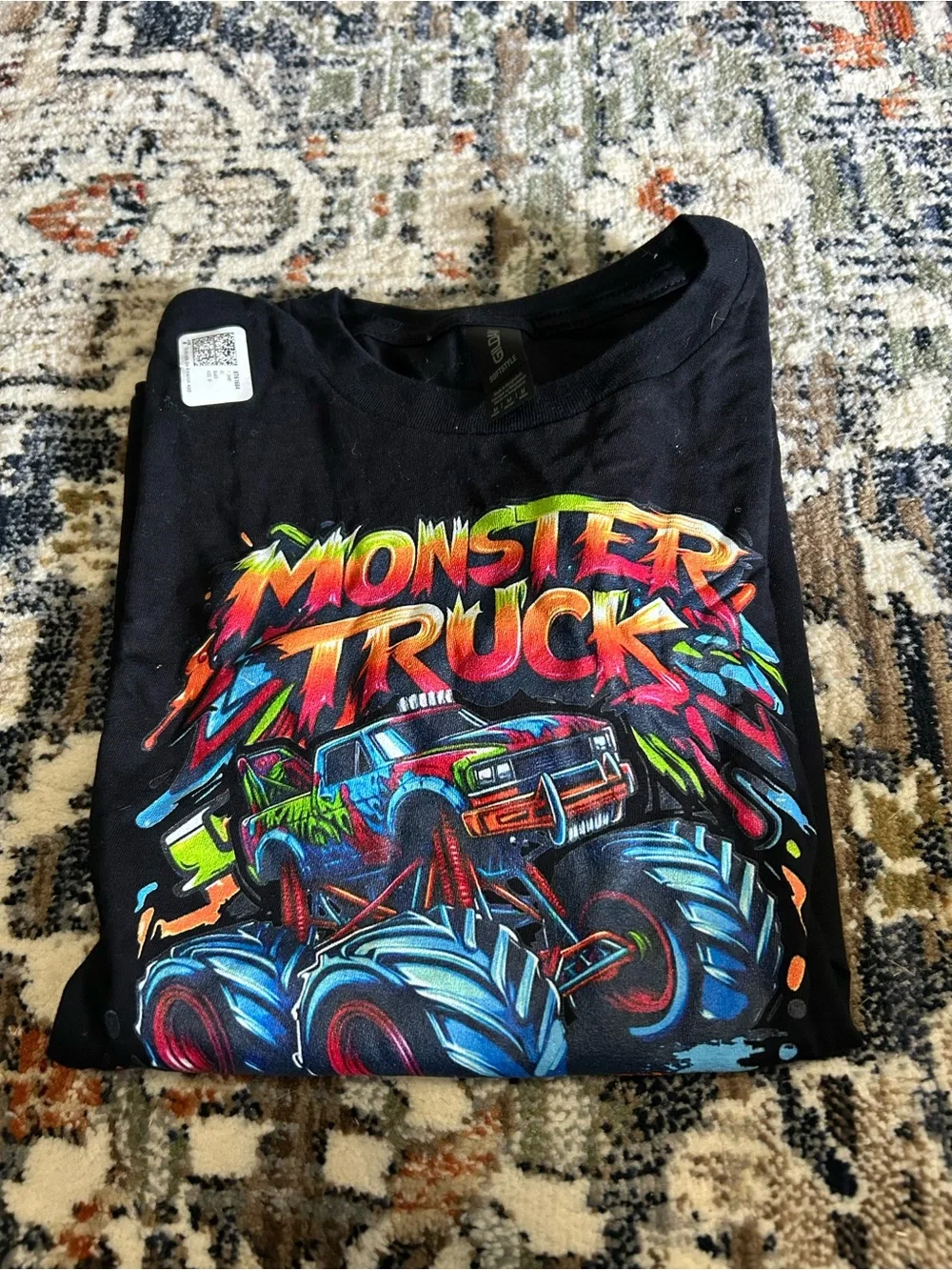 Monster Truck Graphic Tee for Kids - Black
